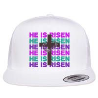 He Is Risen Retro Cross Easter Flat Bill Trucker Hat