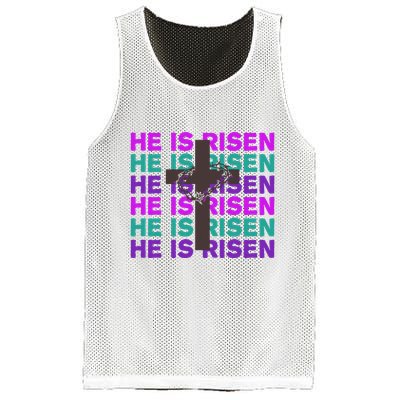 He Is Risen Retro Cross Easter Mesh Reversible Basketball Jersey Tank