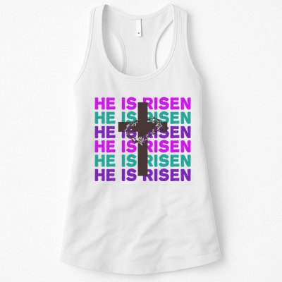 He Is Risen Retro Cross Easter Womens Tank Top