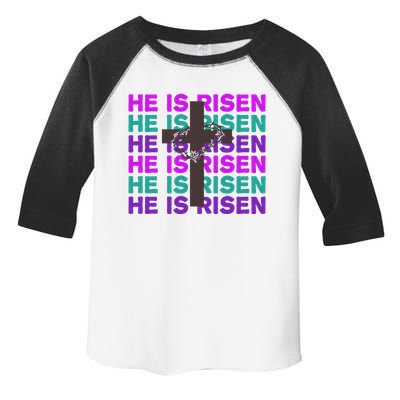 He Is Risen Retro Cross Easter Toddler Fine Jersey T-Shirt