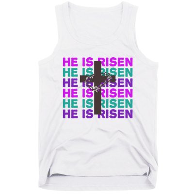 He Is Risen Retro Cross Easter Tank Top