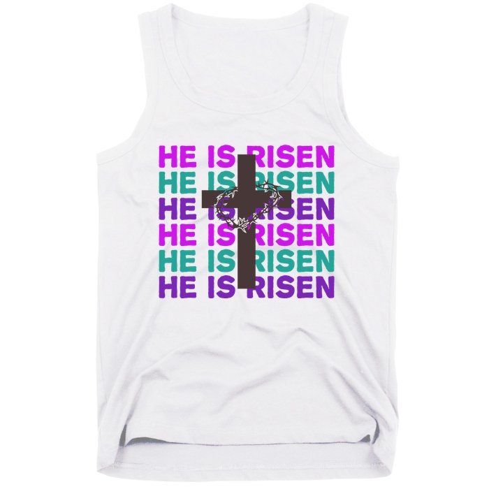He Is Risen Retro Cross Easter Tank Top