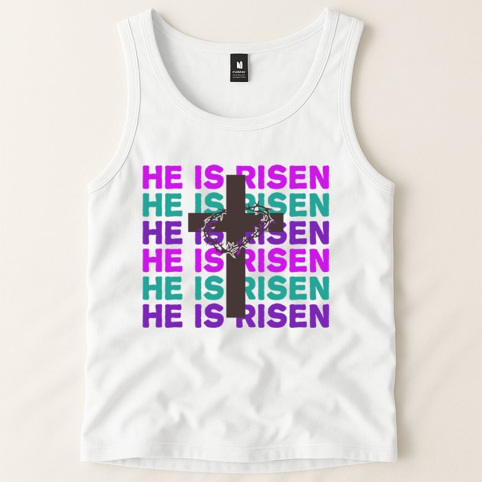 He Is Risen Retro Cross Easter Tank Top