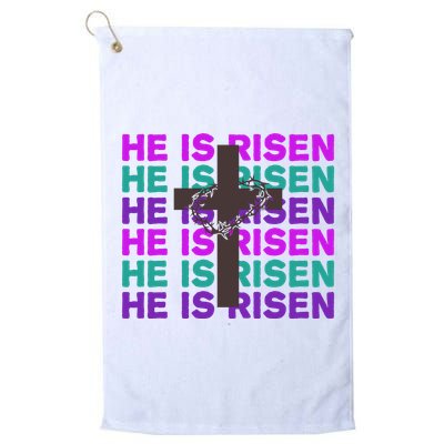 He Is Risen Retro Cross Easter Golf Towel