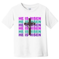 He Is Risen Retro Cross Easter Toddler T-Shirt