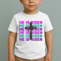 He Is Risen Retro Cross Easter Toddler T-Shirt