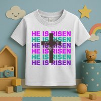 He Is Risen Retro Cross Easter Toddler T-Shirt
