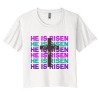 He Is Risen Retro Cross Easter Crop Top