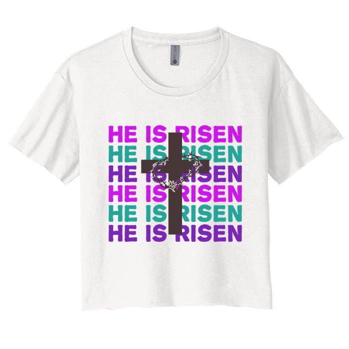 He Is Risen Retro Cross Easter Crop Top