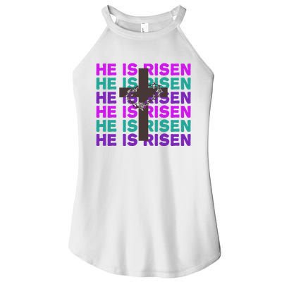 He Is Risen Retro Cross Easter Women's Perfect Tri Rocker Tank