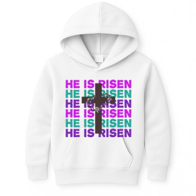 He Is Risen Retro Cross Easter Kids Hoodie