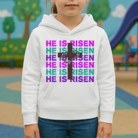 He Is Risen Retro Cross Easter Kids Hoodie