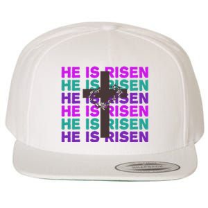 He Is Risen Retro Cross Easter Wool Snapback Cap