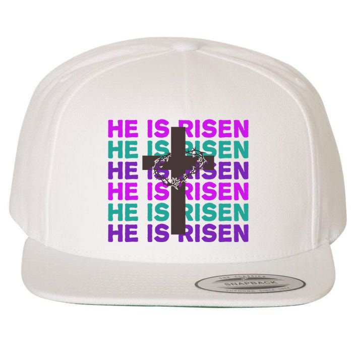He Is Risen Retro Cross Easter Wool Snapback Cap