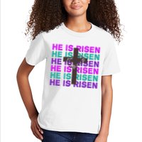 He Is Risen Retro Cross Easter Kids T-Shirt