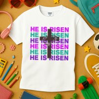 He Is Risen Retro Cross Easter Kids T-Shirt