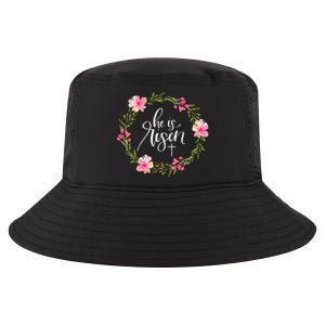 He Is Risen Jesus Christian Happy Easter Floral Wreath Cool Comfort Performance Bucket Hat