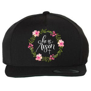 He Is Risen Jesus Christian Happy Easter Floral Wreath Wool Snapback Cap