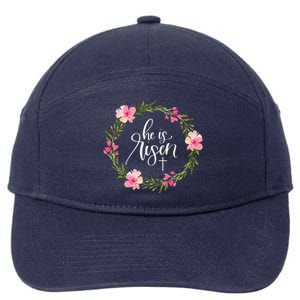 He Is Risen Jesus Christian Happy Easter Floral Wreath 7-Panel Snapback Hat