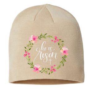 He Is Risen Jesus Christian Happy Easter Floral Wreath Sustainable Beanie