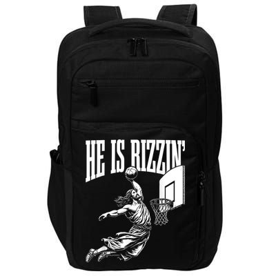 He Is Rizzin Funny Jesus Basketball Meme Impact Tech Backpack