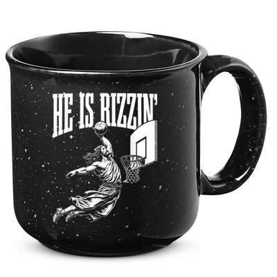 He Is Rizzin Funny Jesus Basketball Meme 15oz Campfire Ceramic Mug