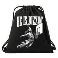 He Is Rizzin Funny Jesus Basketball Meme Drawstring Bag