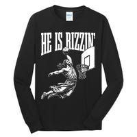 He Is Rizzin Funny Jesus Basketball Meme Tall Long Sleeve T-Shirt
