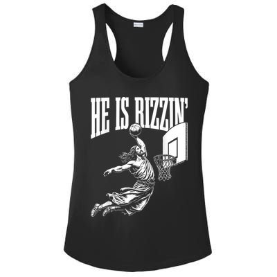 He Is Rizzin Funny Jesus Basketball Meme Ladies PosiCharge Competitor Racerback Tank