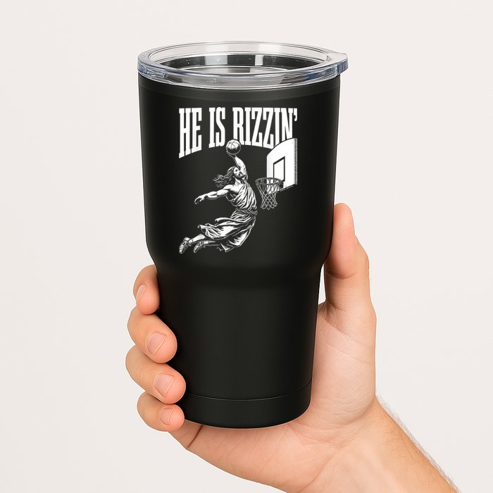 He Is Rizzin Funny Jesus Basketball Meme Tumbler
