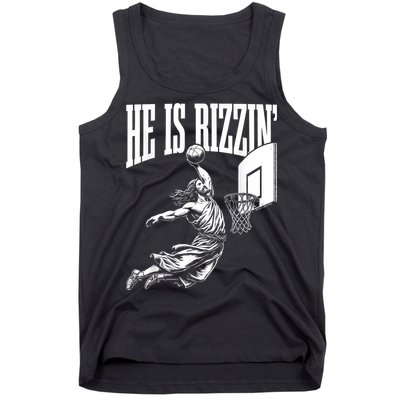 He Is Rizzin Funny Jesus Basketball Meme Tank Top
