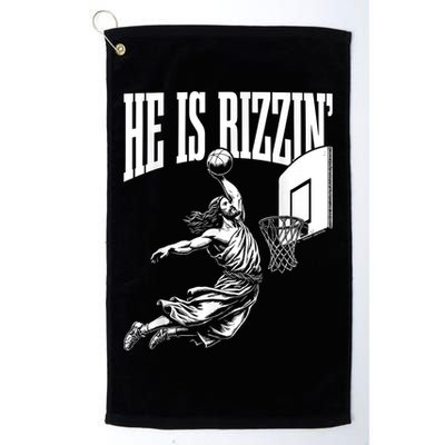 He Is Rizzin Funny Jesus Basketball Meme Golf Towel