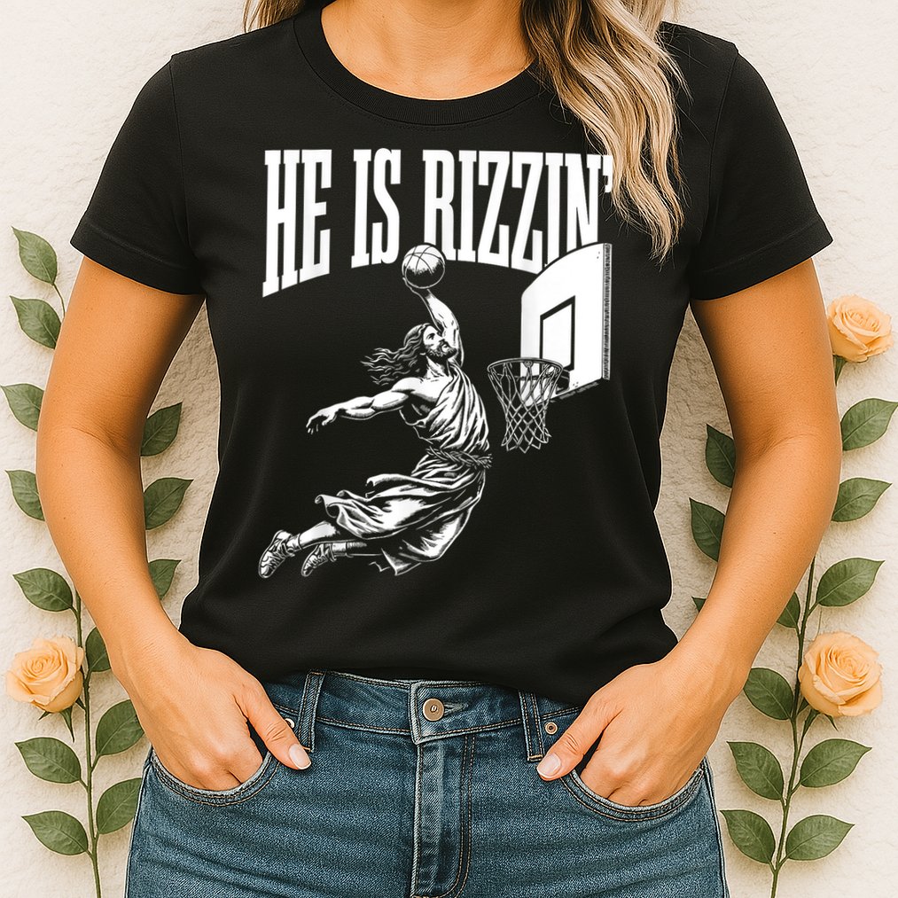He Is Rizzin Funny Jesus Basketball Meme Womens T-Shirt
