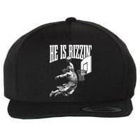 He Is Rizzin Funny Jesus Basketball Meme Wool Snapback Cap