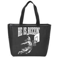 He Is Rizzin Funny Jesus Basketball Meme Zip Tote Bag