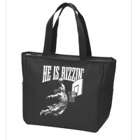 He Is Rizzin Funny Jesus Basketball Meme Zip Tote Bag