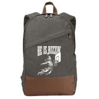 He Is Rizzin Funny Jesus Basketball Meme Cotton Canvas Backpack