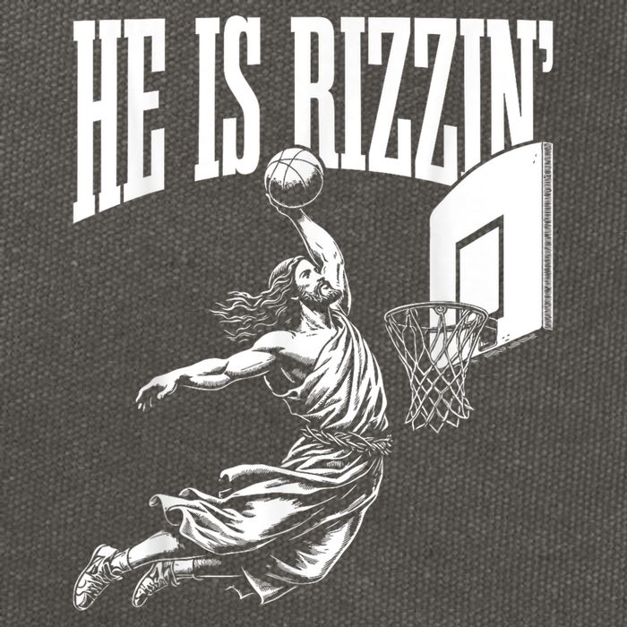 He Is Rizzin Funny Jesus Basketball Meme Cotton Canvas Backpack