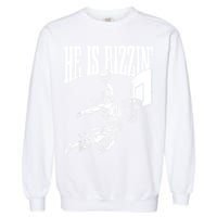 He Is Rizzin Funny Jesus Basketball Meme Garment-Dyed Sweatshirt
