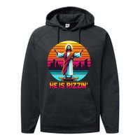 He Is Rizzen Christian Jesus Has Rizzen Skateboarding Lover Performance Fleece Hoodie