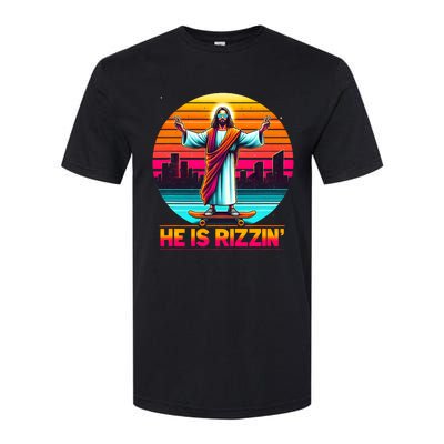 He Is Rizzen Christian Jesus Has Rizzen Skateboarding Lover Softstyle CVC T-Shirt