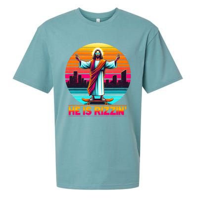 He Is Rizzen Christian Jesus Has Rizzen Skateboarding Lover Sueded Cloud Jersey T-Shirt