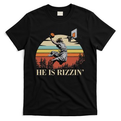 He Is Rizzin Jesus Playing Basketball Funny Easter Day T-Shirt