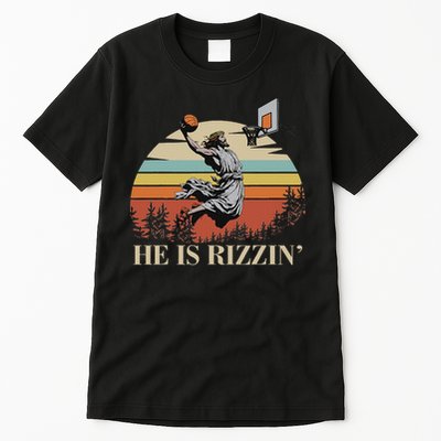 He Is Rizzin Jesus Playing Basketball Funny Easter Day Tall T-Shirt