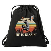 He Is Rizzin Jesus Playing Basketball Funny Easter Day Drawstring Bag