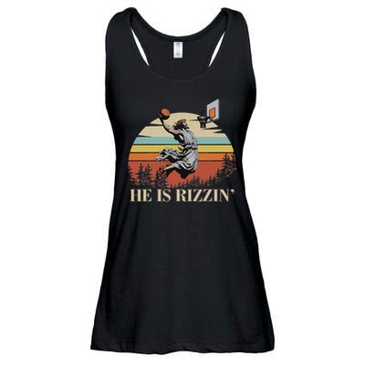 He Is Rizzin Jesus Playing Basketball Funny Easter Day Ladies Essential Flowy Tank