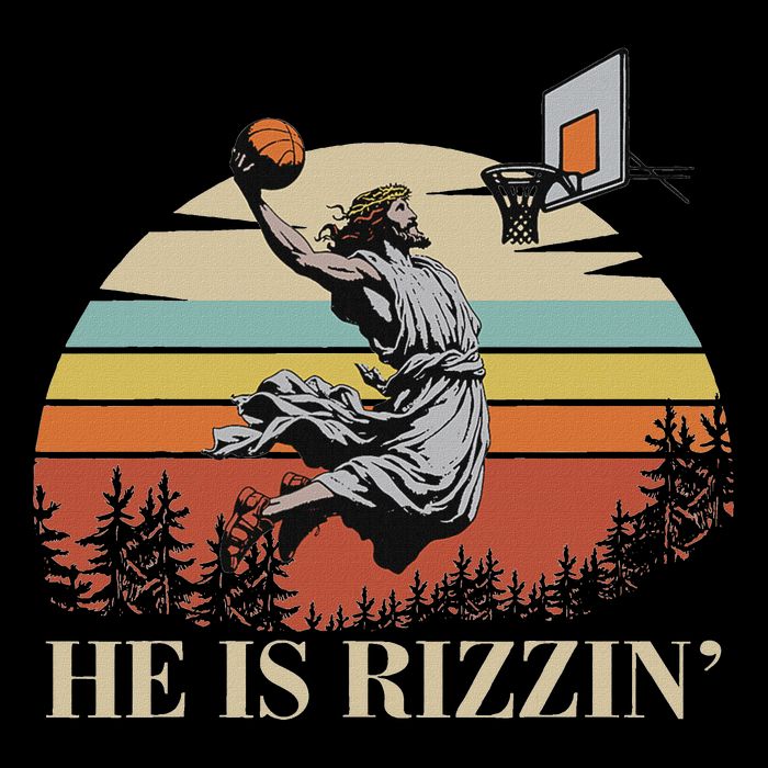He Is Rizzin Jesus Playing Basketball Funny Easter Day Mesh Reversible Basketball Jersey Tank