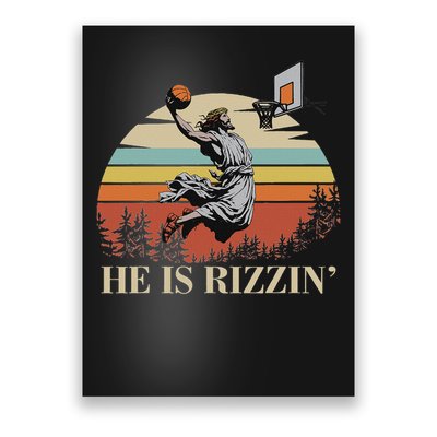 He Is Rizzin Jesus Playing Basketball Funny Easter Day Poster
