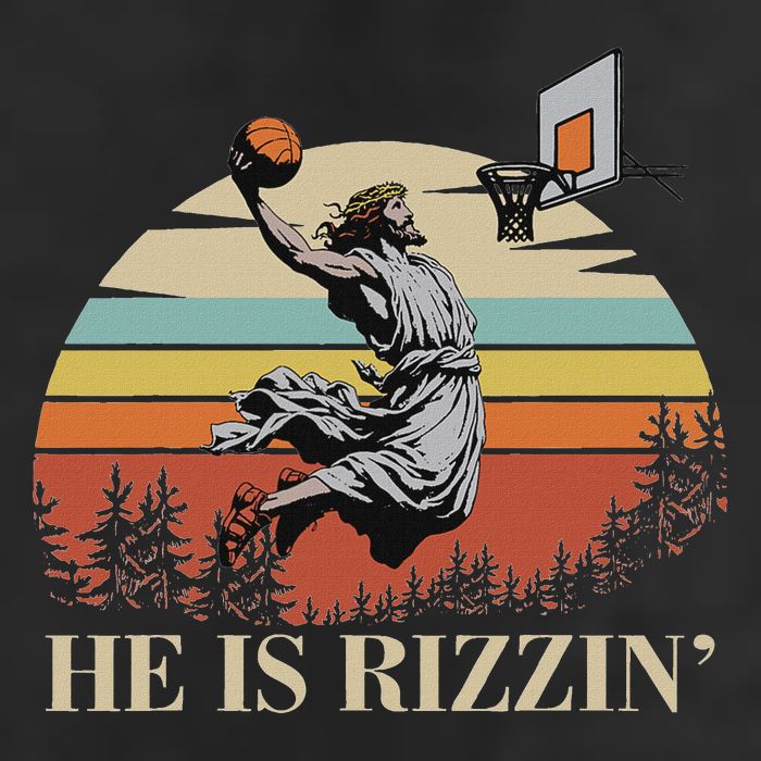 He Is Rizzin Jesus Playing Basketball Funny Easter Day 25L Jumbo Tote