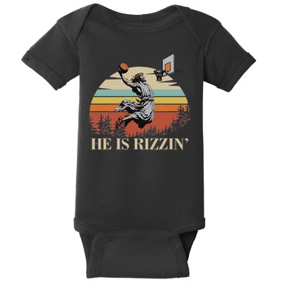 He Is Rizzin Jesus Playing Basketball Funny Easter Day Baby Bodysuit